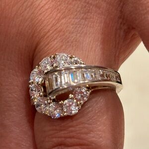 Designer Silver Circle and Loop Design CZ Ring